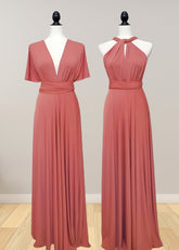 Daphne | Elegance Infinity Peach Chiffon Maxi Bridesmaid Dress with Multiway Convertible - Price #price_variant_lowest# - Peach - PromDressClub